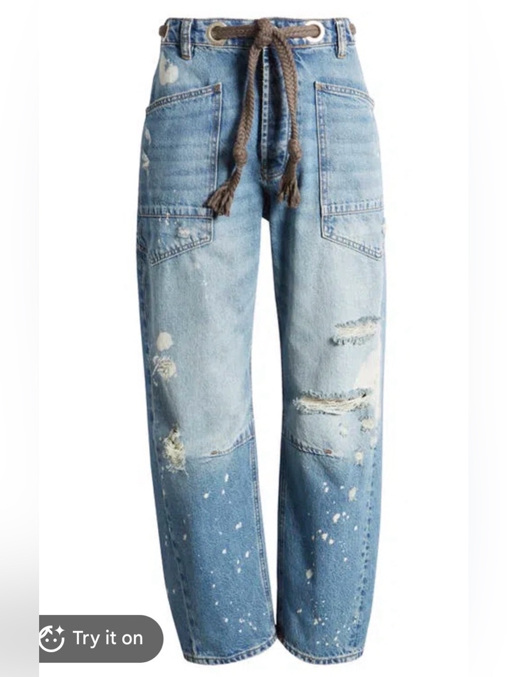 We The Free Moxie Barrel Paint Splatter Jeans